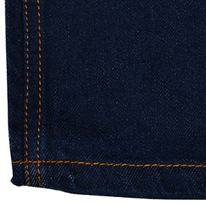 blue denim fabric with red threading