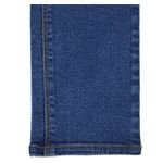 blue denim fabric with tan thread
