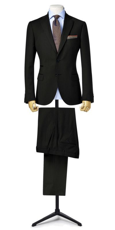 S013-Bamburgh Black HerringboneTweed Custom Suit