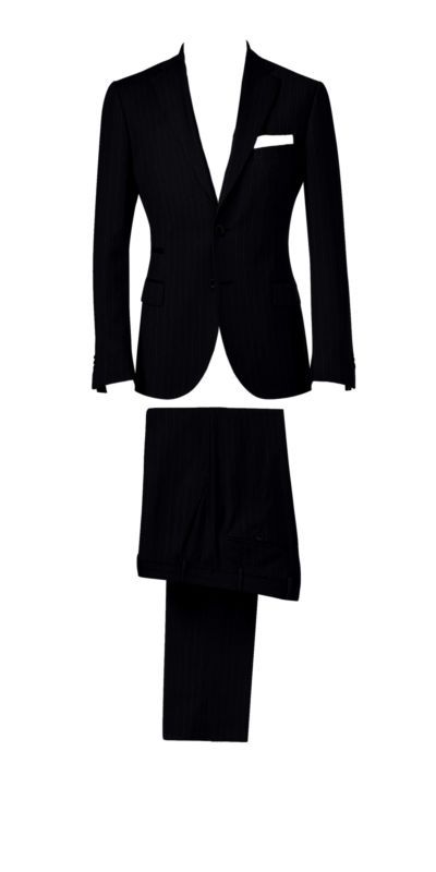 S022-Durham Black Broad Pinstriped Custom Suit